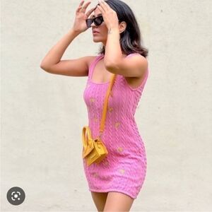 ZARA Floral Embroidery Cable Knit Dress Blogger Favorite Size S